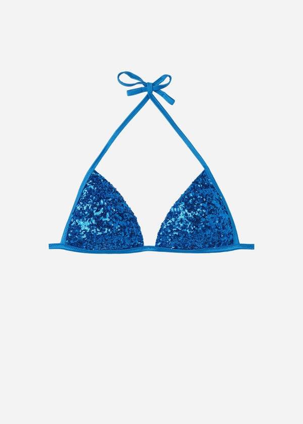 womens calzedonia graduated padded triangle cannes bikini tops blue