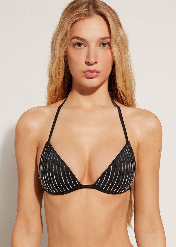 calzedonia graduated padded triangle shanghai womens bikini tops black