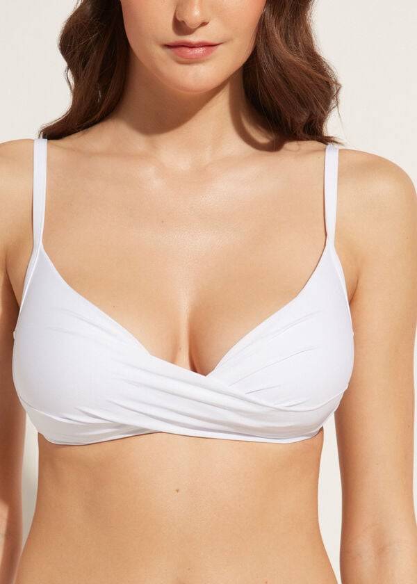 womens calzedonia graduated soft crisscross padded triangle indonesia bikini tops white