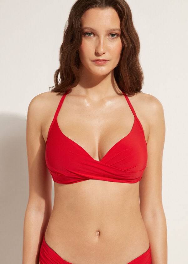 calzedonia graduated soft crisscross padded triangle indonesia womens bikini tops red