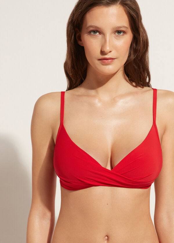 calzedonia graduated soft crisscross padded triangle indonesia womens bikini tops red