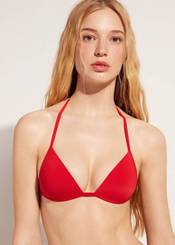 calzedonia graduated soft padded triangle indonesia womens bikini tops red