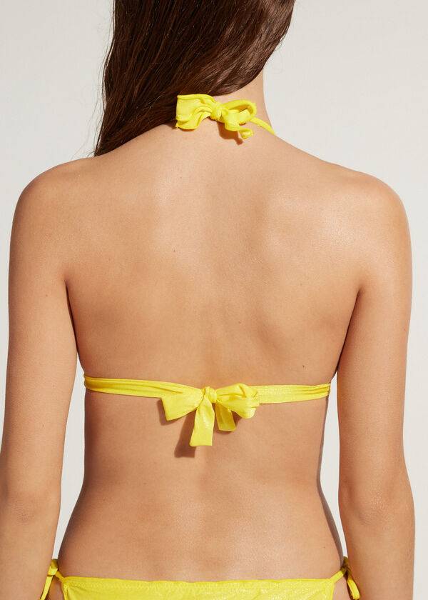 yellow calzedonia graduated triangle formentera womens bikini tops