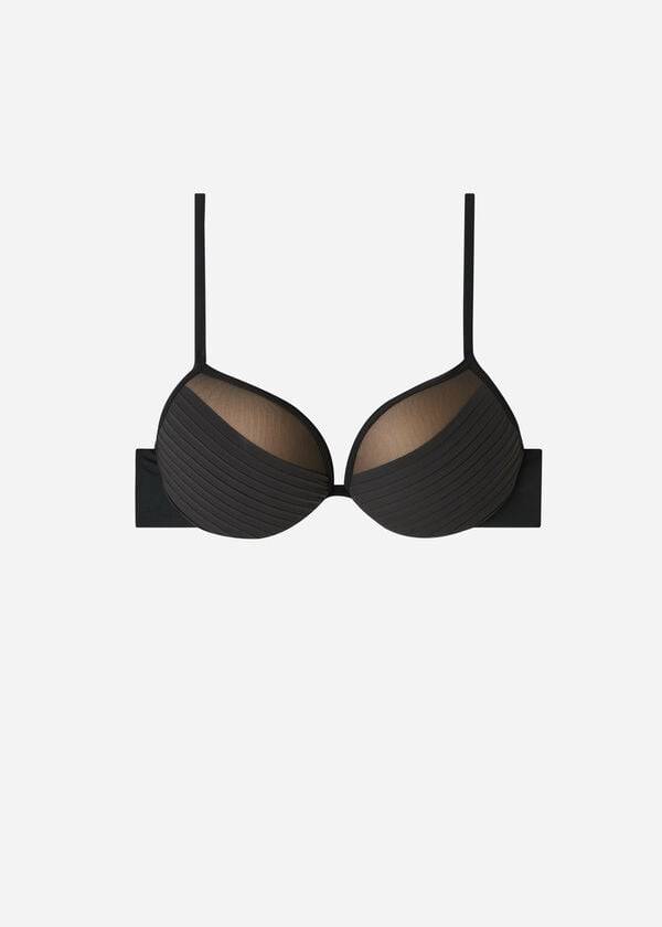 womens calzedonia lightly padded push-up tokyo bikini tops black