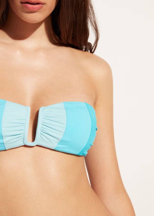 turquoise womens calzedonia padded bandeau azzorre bikini tops