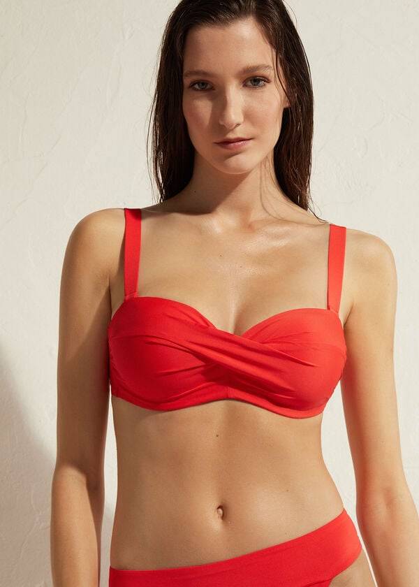 womens calzedonia padded bandeau indonesia bikini tops red