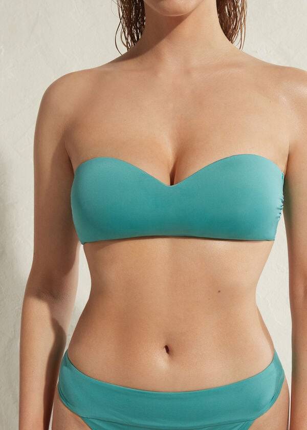 womens calzedonia padded bandeau indonesia eco bikini tops turquoise