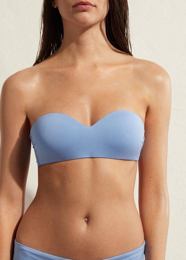 blue calzedonia padded bandeau indonesia eco womens bikini tops