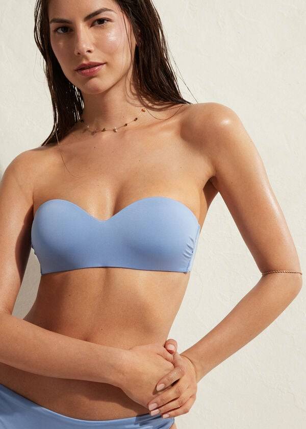 blue calzedonia padded bandeau indonesia eco womens bikini tops