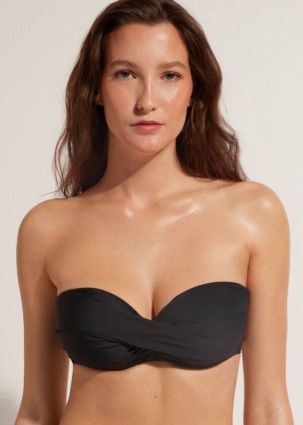 black womens calzedonia padded bandeau indonesia eco cobey bikini tops