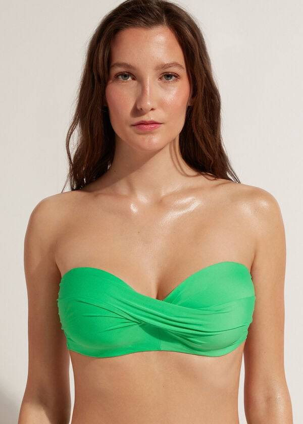womens calzedonia padded bandeau indonesia eco cobey bikini tops green