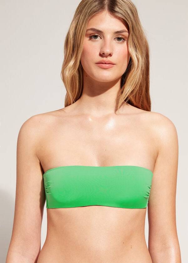 calzedonia padded bandeau indonesia eco rosa womens bikini tops green