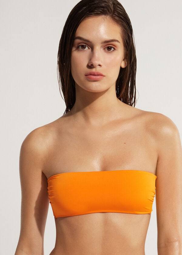 calzedonia padded bandeau indonesia eco strapless womens bikini tops orange