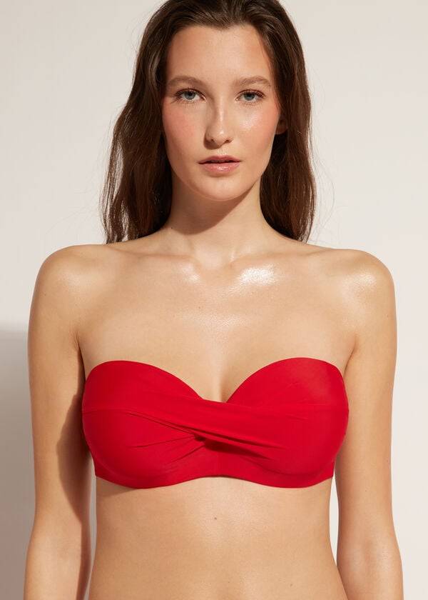 womens calzedonia padded bandeau indonesia strapless bikini tops red