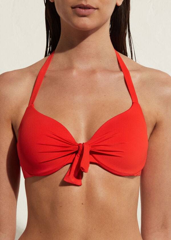 womens calzedonia padded push up indonesia eco sexy bikini tops red