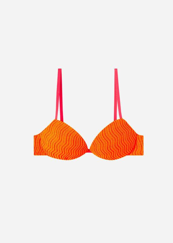 womens calzedonia padded push-up mykonos bikini tops orange