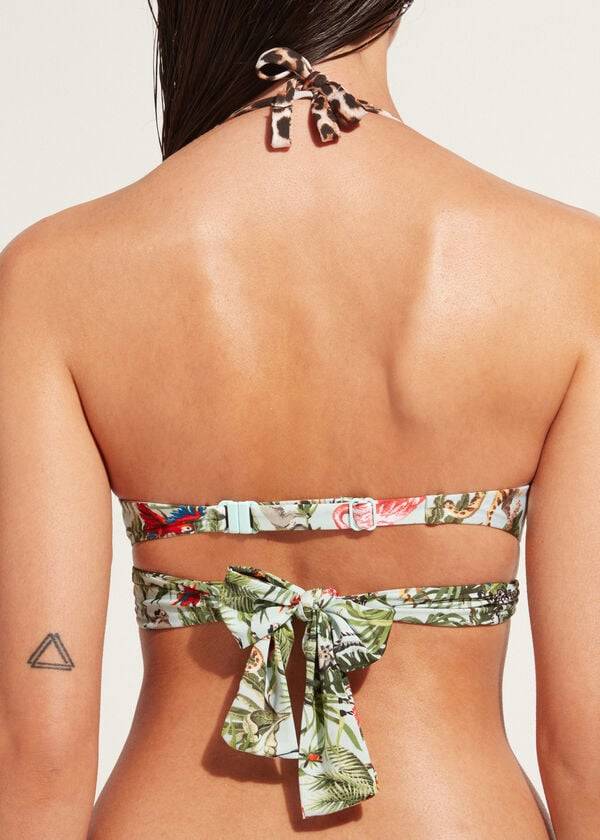 womens calzedonia padded push-up nairobi eco bikini tops green