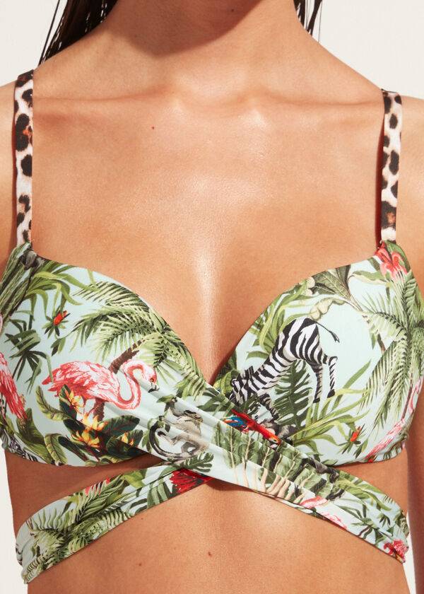 womens calzedonia padded push-up nairobi eco bikini tops green