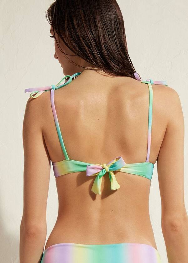 calzedonia padded push-up panama womens bikini tops green yellow