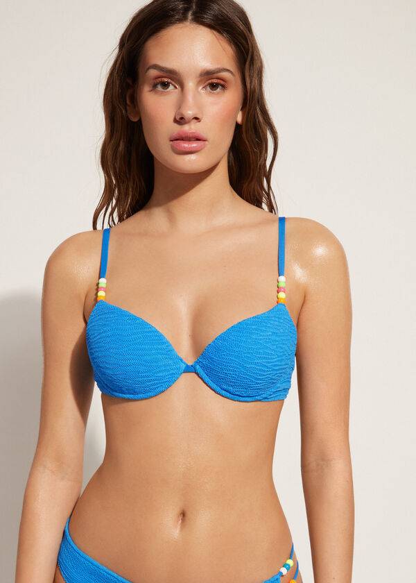 blue womens calzedonia padded push-up san diego bikini tops