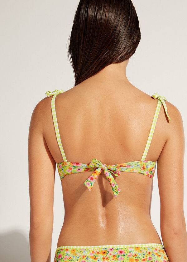 yellow womens calzedonia padded push-up siviglia bikini tops