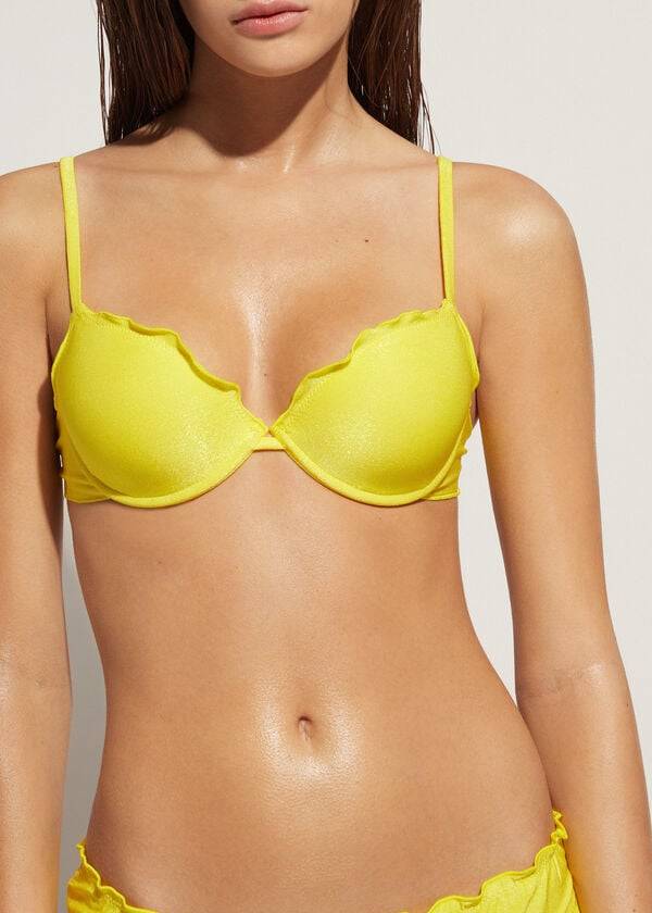 yellow calzedonia push up formentera womens bikini tops