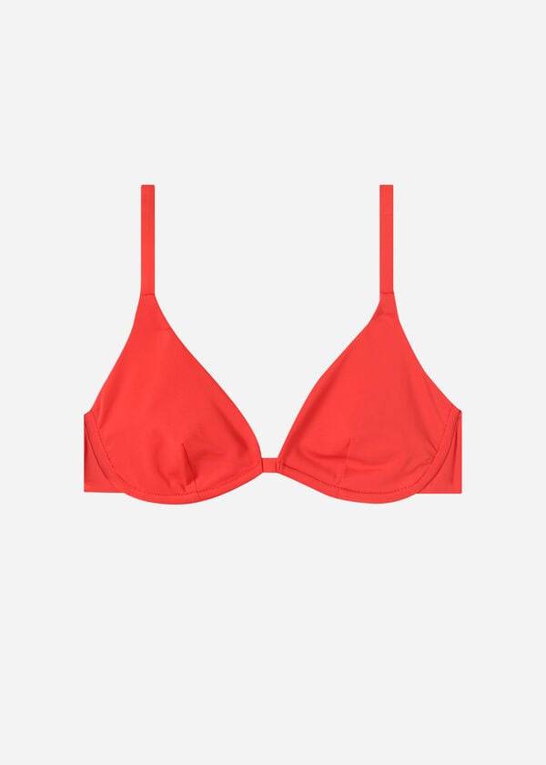womens calzedonia push up indonesia eco bikini tops red