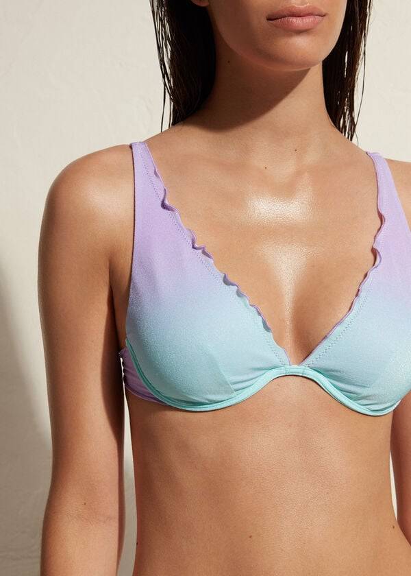 womens calzedonia push up madrid bikini tops purple