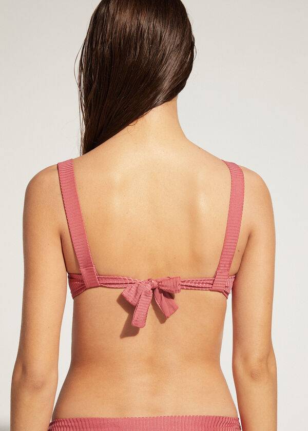 brown calzedonia push-up bandeau biarritz womens bikini tops