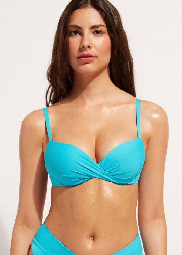 turquoise womens calzedonia soft graduated super padded push-up indonesia bikini tops