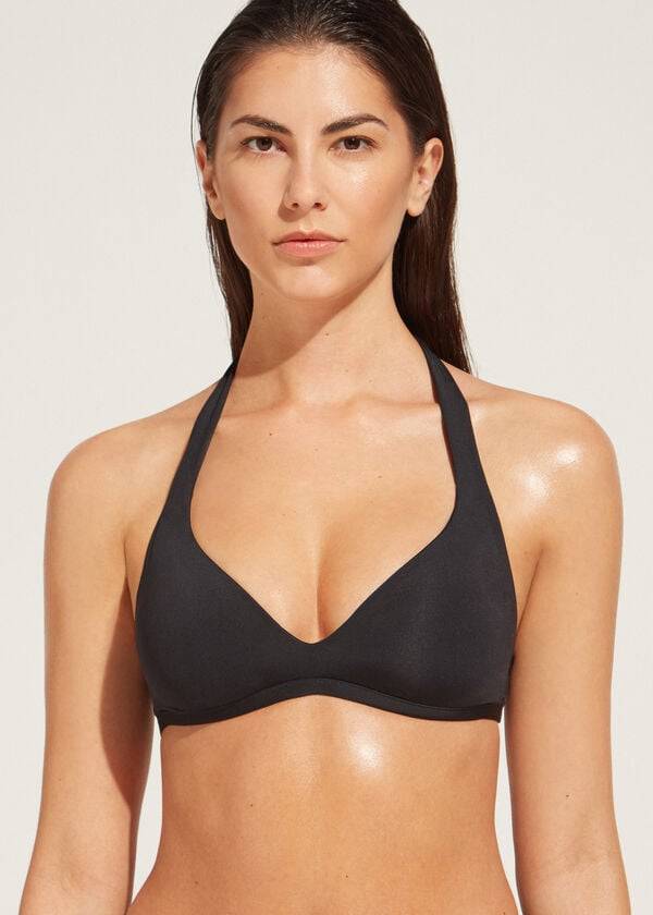 womens calzedonia soft padded triangle indonesia bikini tops black
