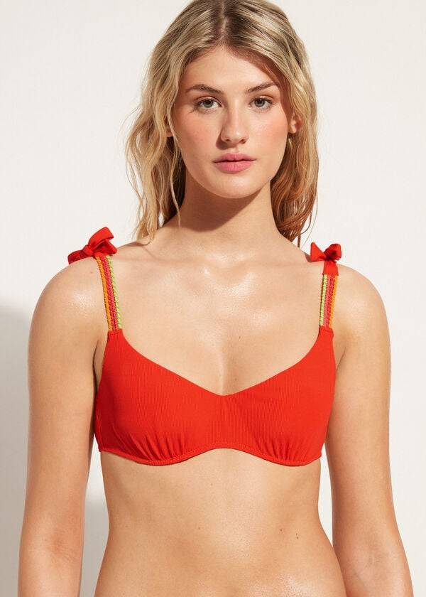 womens calzedonia tank-style berlino bikini tops red