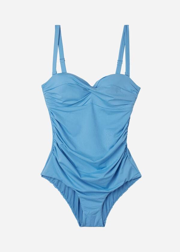 blue womens calzedonia padded one-piece roma swimsuits