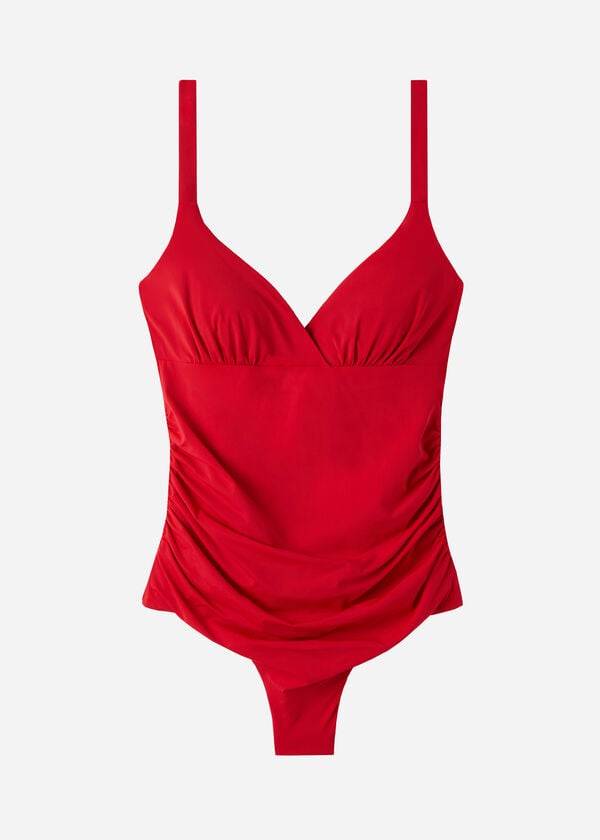 calzedonia padded one-piece shaping-effect indonesia womens swimsuits red