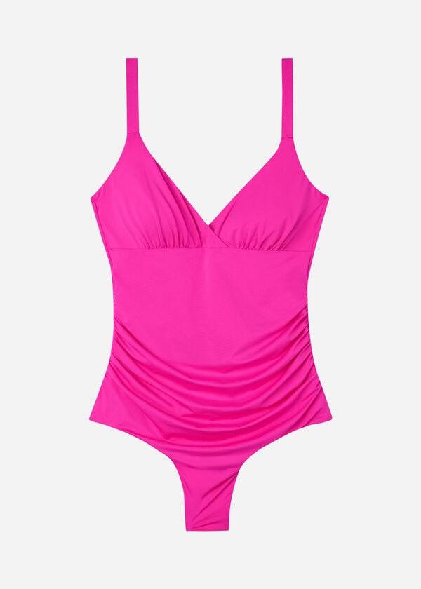 pink womens calzedonia padded one-piece shaping-effect indonesia eco swimsuits